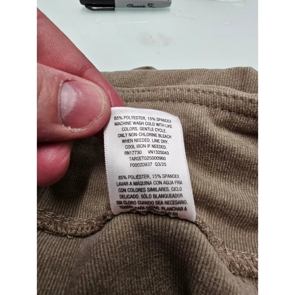A New Day Womens Cargo Jogger Pants Medium Green‎ Ribbed High Rise Elastic Waist